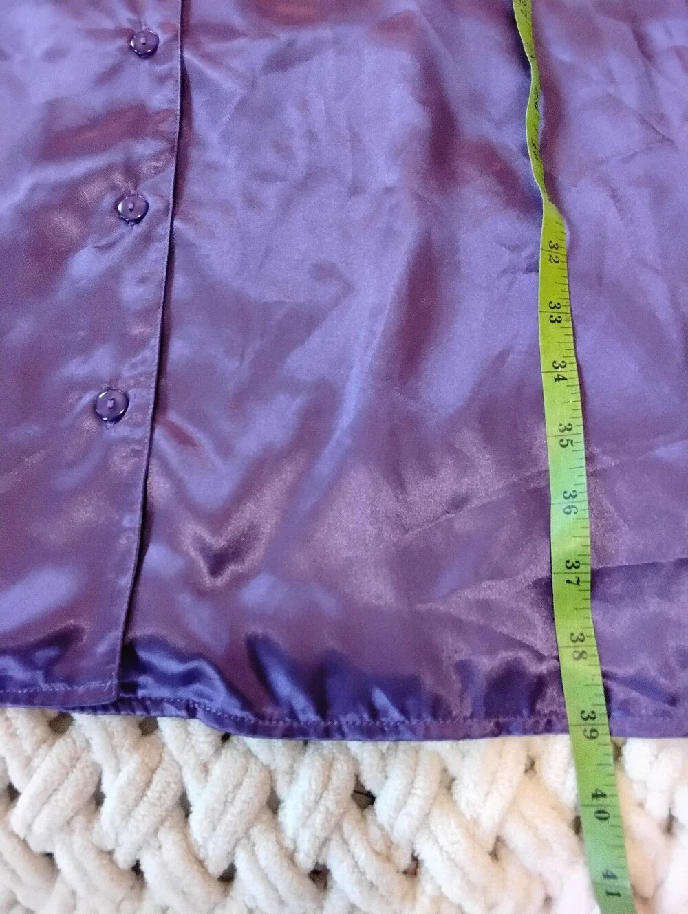 Shadowline Elegant Purple Satin Button Front Chest Pocket Sleep Shirt Size 2X